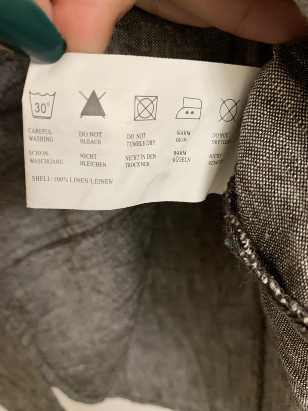 One Touch Germany 100% Linen Y2K Sleeveless Button Front Grey Long Top Size 38 - Picture 9 of 9
